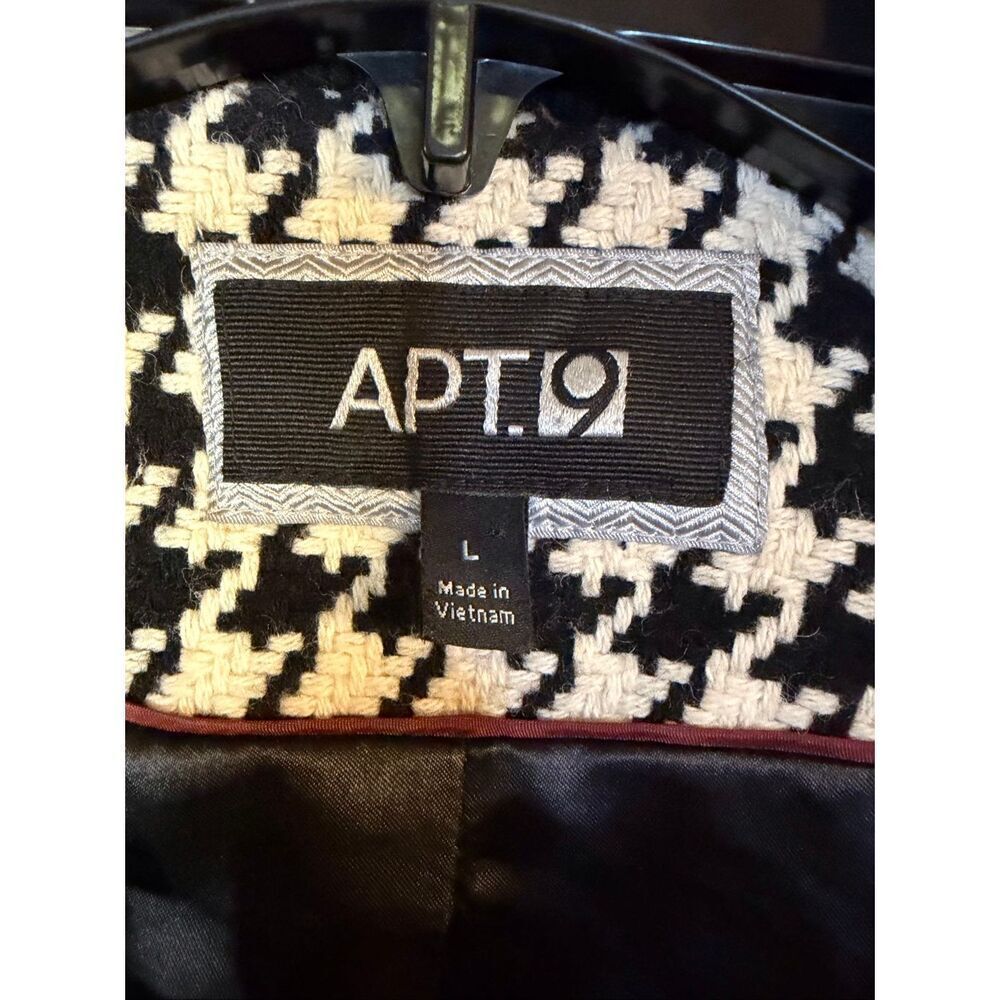 Vintage Apt. 9 Black White Houndstooth Lined Wool Blend Coat READ Size Large (64 - Picture 5 of 12